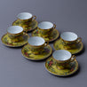 Matte Yellow Flower Turkish Coffee Set